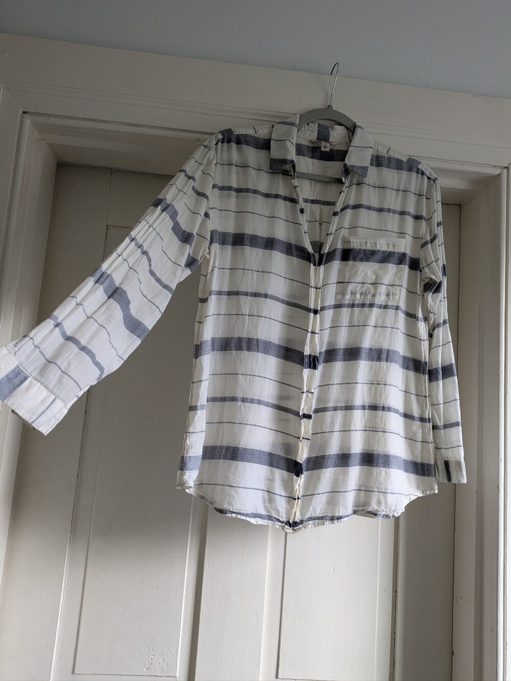 Lucky Brand White & Blue Striped Top- S